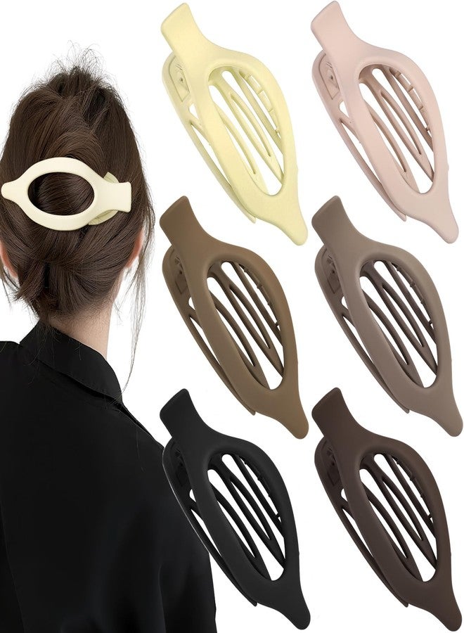 Obeoby 6 PCS Flat Hair Clips for Women, French Flat Claw Clips Large Medium Hair Barrettes Accessories Stocking Stuffers Christmas Gifts (Neutral) - Image 1